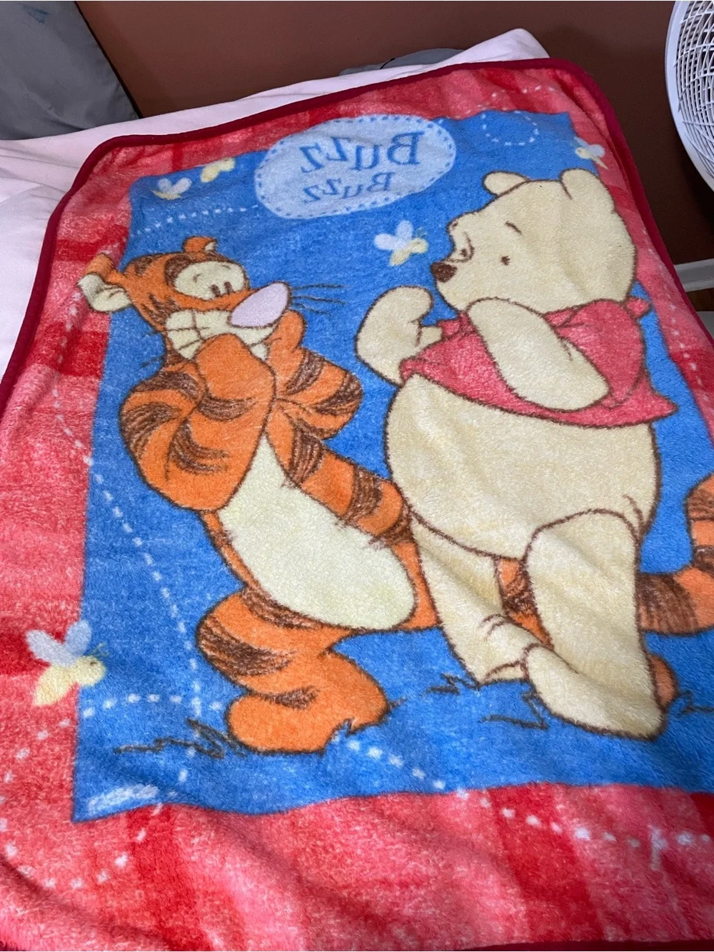 Disney Winnie the Pooh & Tigger Plush Pajama Blanket - Red, Blue, Yellow, Orange